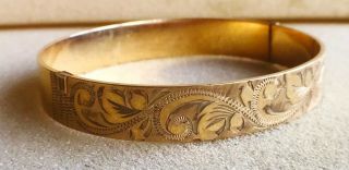 Vintage Rolled Gold Plated 50 Microns Engraved Bangle