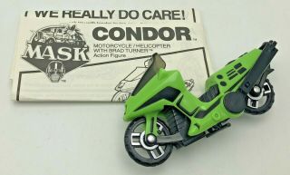 Vintage 1985 Kenner M.  A.  S.  K.  Mask Condor Vehicle Motorcycle Helicopter Green