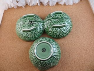 Vintage Bordallo Pinheiro Majolica Pottery Green Cabbage Small Serving Dip Bowls 4