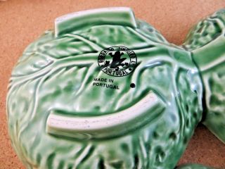 Vintage Bordallo Pinheiro Majolica Pottery Green Cabbage Small Serving Dip Bowls 6
