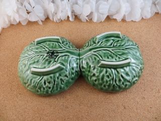 Vintage Bordallo Pinheiro Majolica Pottery Green Cabbage Small Serving Dip Bowls 7