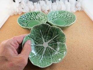 Vintage Bordallo Pinheiro Majolica Pottery Green Cabbage Small Serving Dip Bowls 8