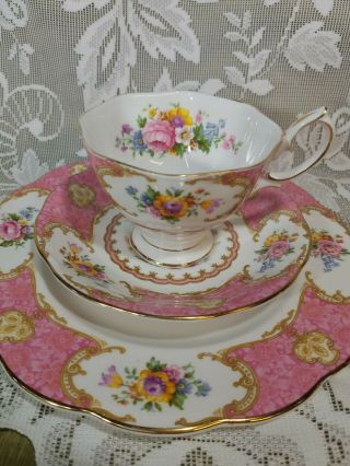 Vintage Royal Albert Fine Bone China Lady Carlyle Tea Cup Saucer And Plate Trio