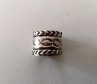 Vintage Native American Navajo Hand - Stamped Sterling Silver Ring Sz 6
