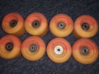 Vintage 1980s Sims 63mm Roller Skate Wheels Set Of 8 - Yellow And Orange
