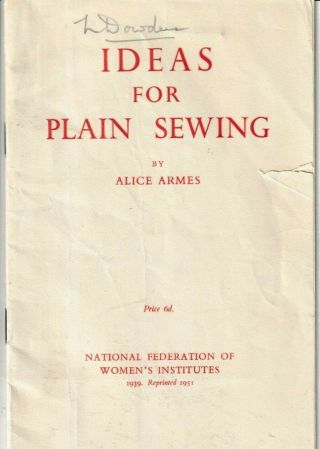 Vintage Books: Ideas For Plain Sewing Womens Institute