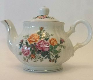 Robinson Design Group Floral Teapot Vintage 1989 Japan Pink Roses Porcelain