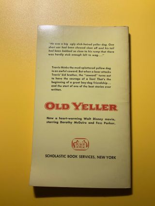 Old Yeller Fred Gipson Walt Disney 1965 Scholastic 2nd Printing MMPB Paperback 2