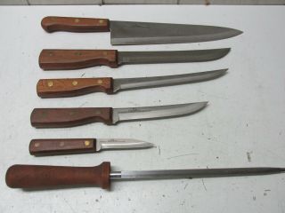 Vintage Old Homestead 6 Piece Kitchen Knife Set Chef Slicer Fillet Utility Parer