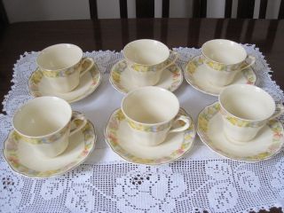 Six Pretty Vintage J & G Meakin Floral Cups And Saucers