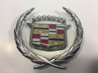 Vtg Cadillac Caddy Medallion Metal Part Number 1604429 Badge Emblem Wreath