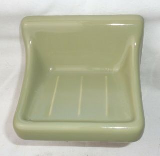 Vintage Avocado Olive Green Ceramic Bathroom Soap Dish Wall Mount