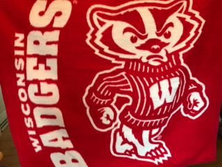 Vintage Uwm Wisconsin Badgers Biederlack Fleece Blanket 50 " X 55 " Bucky