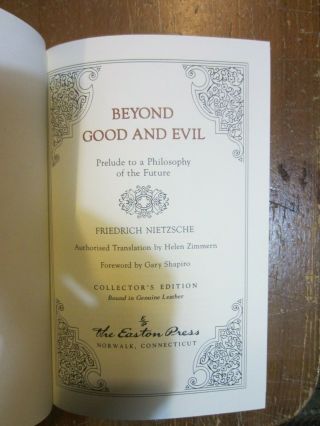 BEYOND GOOD AND EVIL: Prelude to a Philosophy of the Future F.  NIETZSCHE EASTON 3