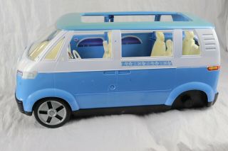 Vintage 2002 Mattel Barbie Blue White Vw Volkswagon Bus Family Mini Van