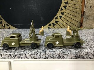 Vintage Pyro Plastic Us Army Radar & Machine Gunner Truck Toys