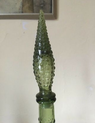 Vintage Green Bubble Genie Bottle Decanter Empoli Avocado Olive 22 