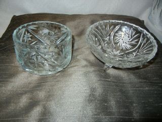 2 Vintage Glass Crystal Sugar Bowls Cut Crystal Candy Bowls Dishes Pinwheel