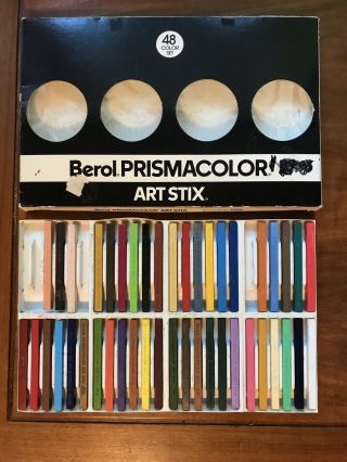Vintage Berol Prismacolor Art Stix Boxed 44 Of 48 Color Stamped Set 1955