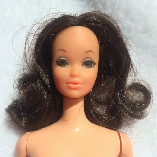1967 Vtg Barbie Tnt Twist N Turn Rooted Eyelashes Brunette Flip Hair Mattel 12 "