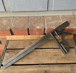 Vintage L.  S Starrett 18 " Combination Square No.  4 Grad Hardened Steel Blade