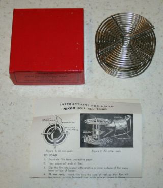 Vintage Nikor Stainless Steel Film Developing Reel For 35mm W/ Box/instructions