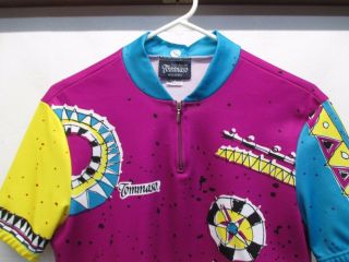 VTG 1990 Tommaso Men ' s M - L Vibrant Retro Bike Cycling Jersey Shirt Made in Italy 2
