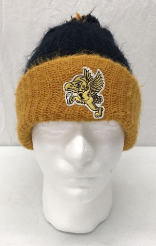 Vintage Iowa Hawkeyes Football Black & Gold Knit Cap/hat W/ Pom