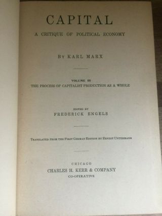 Capital Karl Marx A Critique of Political Economy 3 volume Set 1912 Kerr 5
