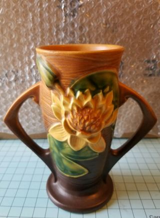Vintage Roseville Pottery Water Lily 72 - 6 1943 Double Handle
