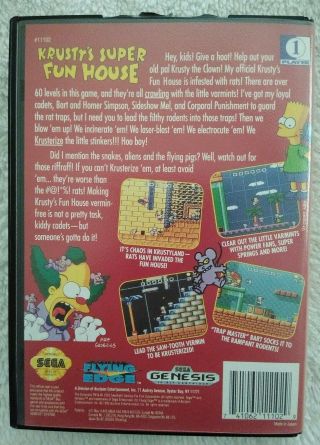 Vtg 1992 Krusty ' s Fun House Sega Genesis Game Simpsons Complete CIB Box 2