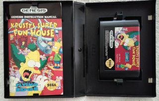 Vtg 1992 Krusty ' s Fun House Sega Genesis Game Simpsons Complete CIB Box 3