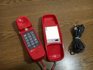 Vintage Red AT&T Corded Phone Handset Business Home Landline Model 210 w Wire 4