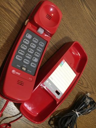 Vintage Red AT&T Corded Phone Handset Business Home Landline Model 210 w Wire 5