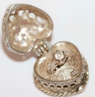 Filigree Heart Box Opening To A Ring Sterling Silver Vintage Bracelet Charm 4.  1g