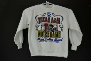 Vtg 1993 Unisex Large Football Texas A&m Vs Notre Dame Mobil Cotton Bowl Shirt