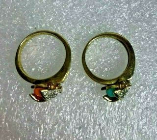 VINTAGE STERLING PANETTA LADY BUG RINGS (2) SZ 4 & 5 signed 2