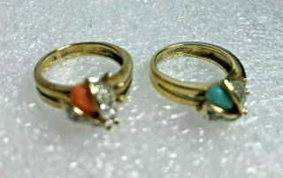 VINTAGE STERLING PANETTA LADY BUG RINGS (2) SZ 4 & 5 signed 4