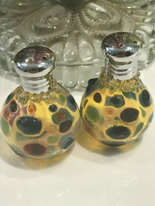 Vintage Murano Multi Color Bubble Art Glass Salt Pepper Shakers