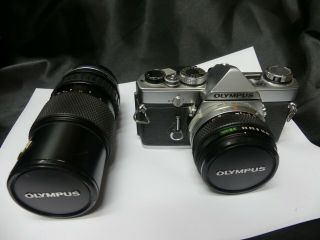 Vintage Olympus Om - 1 Camera W 2 Lenses / Found
