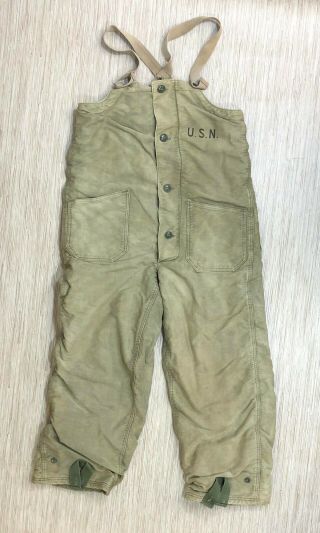 Vintage Wwii Us Navy Overalls Deck Pants Size Small Wool Lined Cold Weather