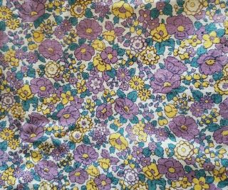 Vintage Flour/feed Sack 36 " X 42 " Purple Yellow Green Flower Floral W/ Flaws