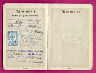 Latvia Vintage Passbook With Photo Woman And Revenue Stamp 553
