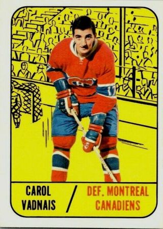 1967 - 68 Topps Carol Vadnais Rookie Card 9 Nrmt (oc) Vintage Hockey Card