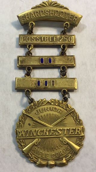 Vintage Winchester Junior Rifle Corps Sharpshooter Medal