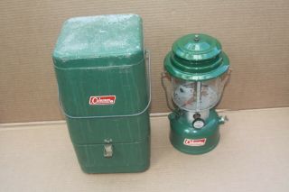Vintage Coleman 220f Double Mantle Lantern With Metal Carrying Case