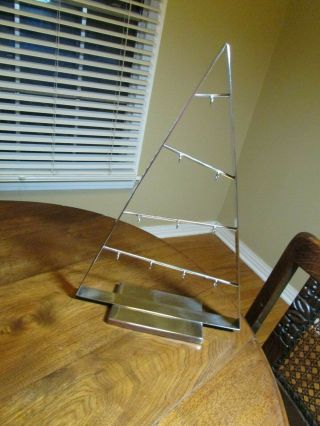 Vintage Crate And Barrel Silver Chrome 16 " Ornament Display Table Tree Org Box