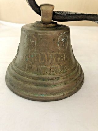 Vtg 1878 Saignelegier Chiantel Fondeur Brass Metal Bell W/ Clapper Leather Strap