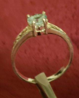 Vintage Aquamarine Heart Shaped Filigree Sterling Silver Ring 4