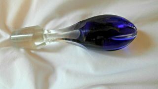 VINTAGE BOHEMIAN COBALT BLUE CUT TO CLEAR CRYSTAL DECANTER.  HAND MADE.  15 